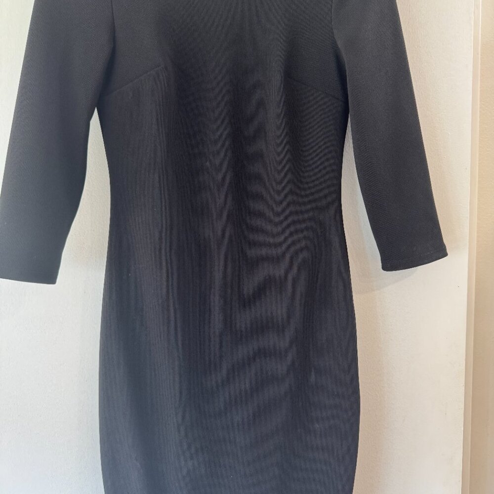 Knee Length Stretchy Ribbed Quarter Length Sleeve Dress from Express